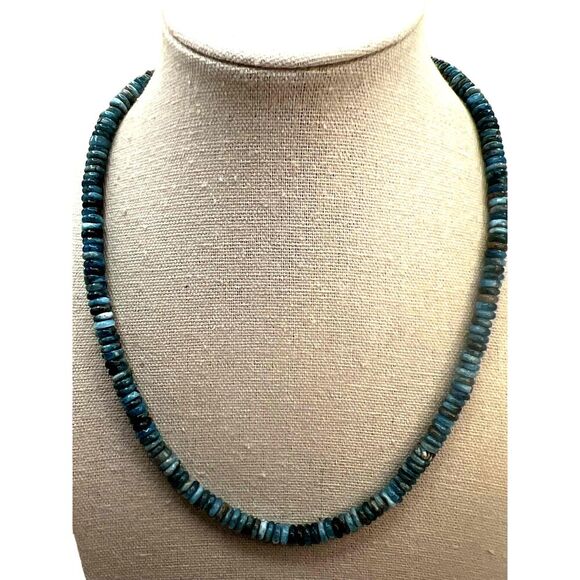 NEW Blue Natural Apatite Stone Beaded Necklace - Picture 2 of 11